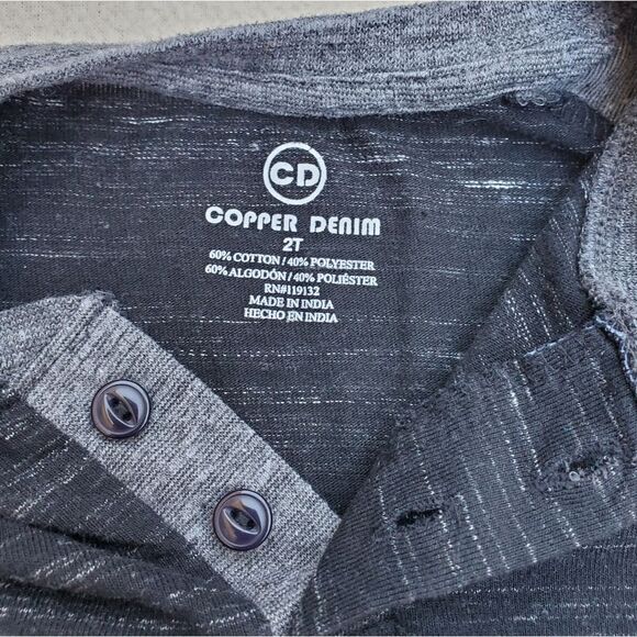 Copper Denim partial button up short sleeve shirt size 2T - Picture 5 of 7